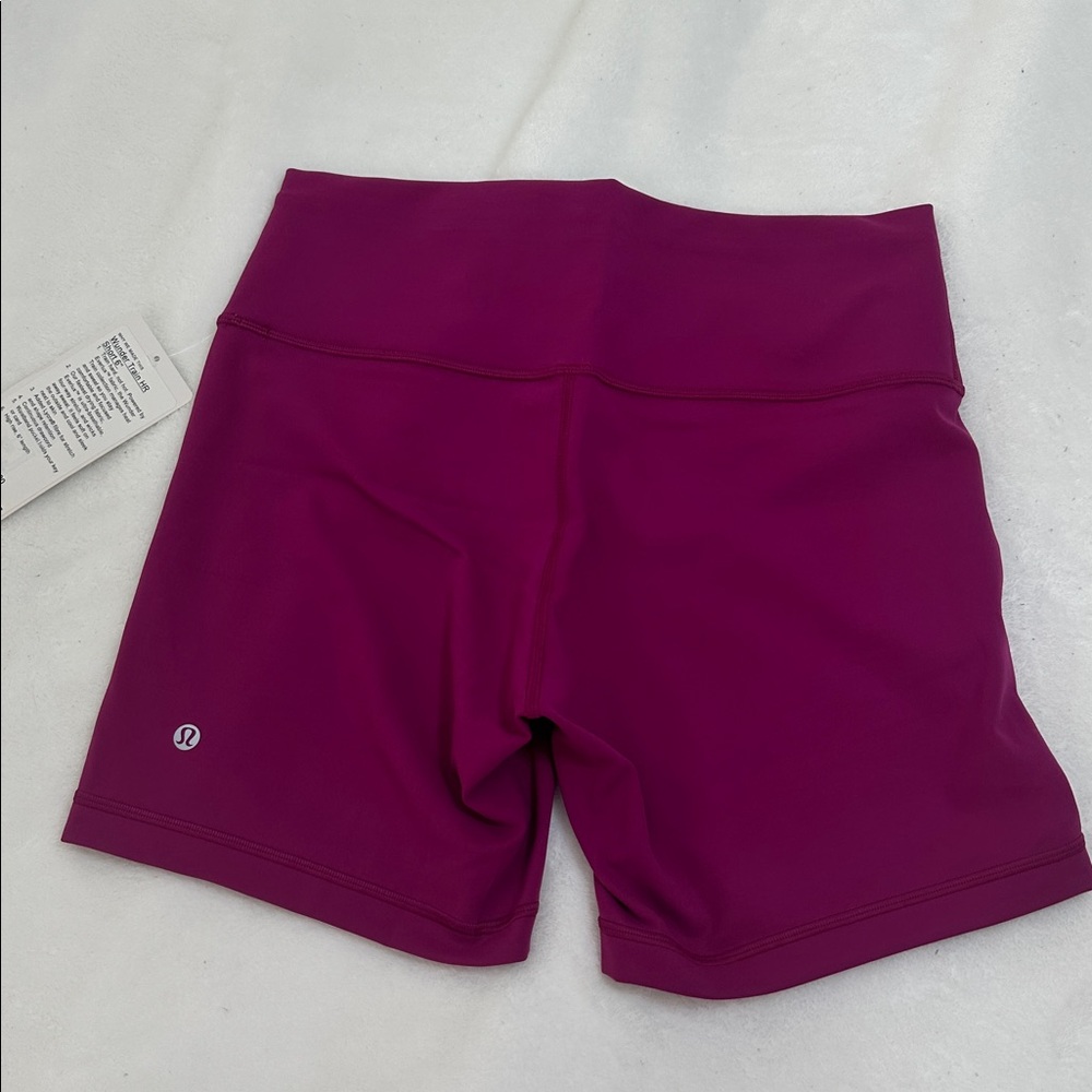 Lululemon Magenta Wunder Train 6” High-Waisted Shorts - Picture 2 of 3